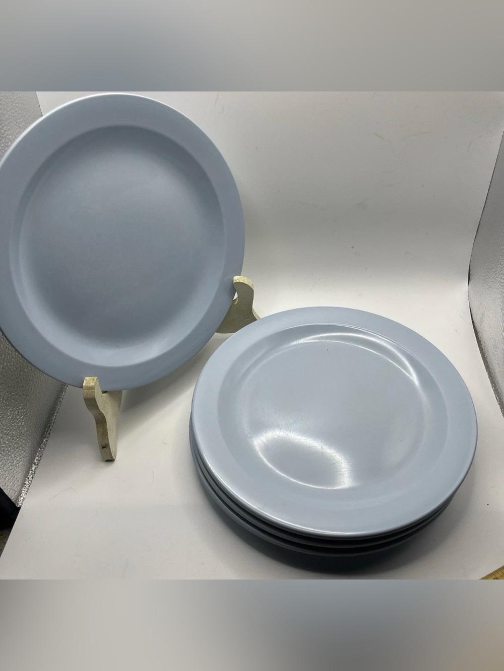 MCM 4 Boonton Ware 9”  Plates  Boonton NJ  baby blue